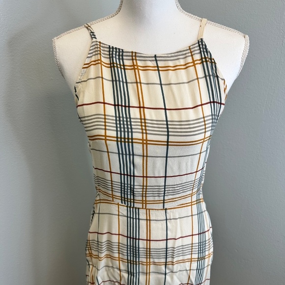 Gillia White Base with Colorful Plaid Maxi Dress size Small - Picture 4 of 9